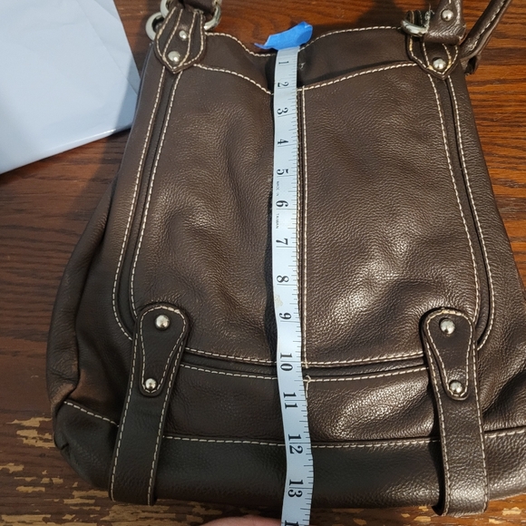 Sophia Caparelli Dark Brown Faux Leather Shoulder Bag with Leopard Print Lining - Picture 8 of 9